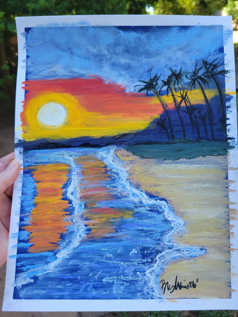 "Dreamy Seaside Sunset"Original Framed Artwork By Brea Marie (Me) 9in X 12in - Picture 2 of 6
